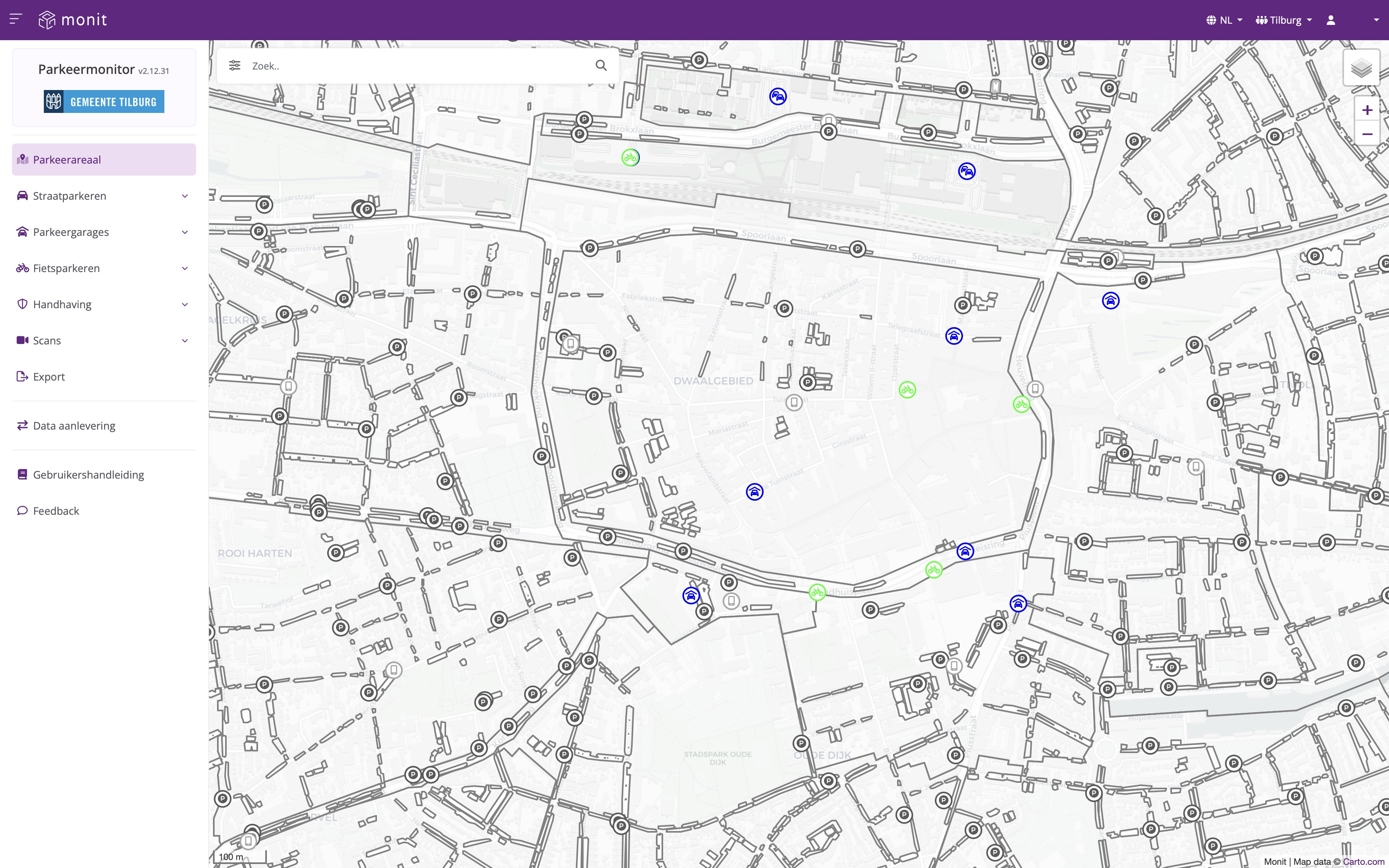 Parkeermonitor dashboard Gemeente Tilburg Monit Data